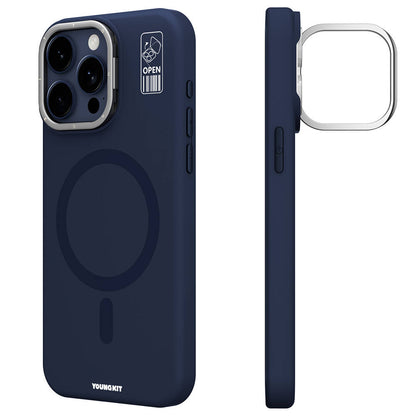 Apple iPhone 15 Pro Max Kılıf M-safe Şarj Özellikli Kamera Standlı Youngkit Bitty Cream Kapak