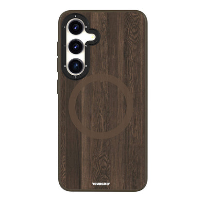 Galaxy S24 Kılıf M-safe Şarj Özellikli Sararmaya Dayanıklı Youngkit Wood Forest Serisi Kapak