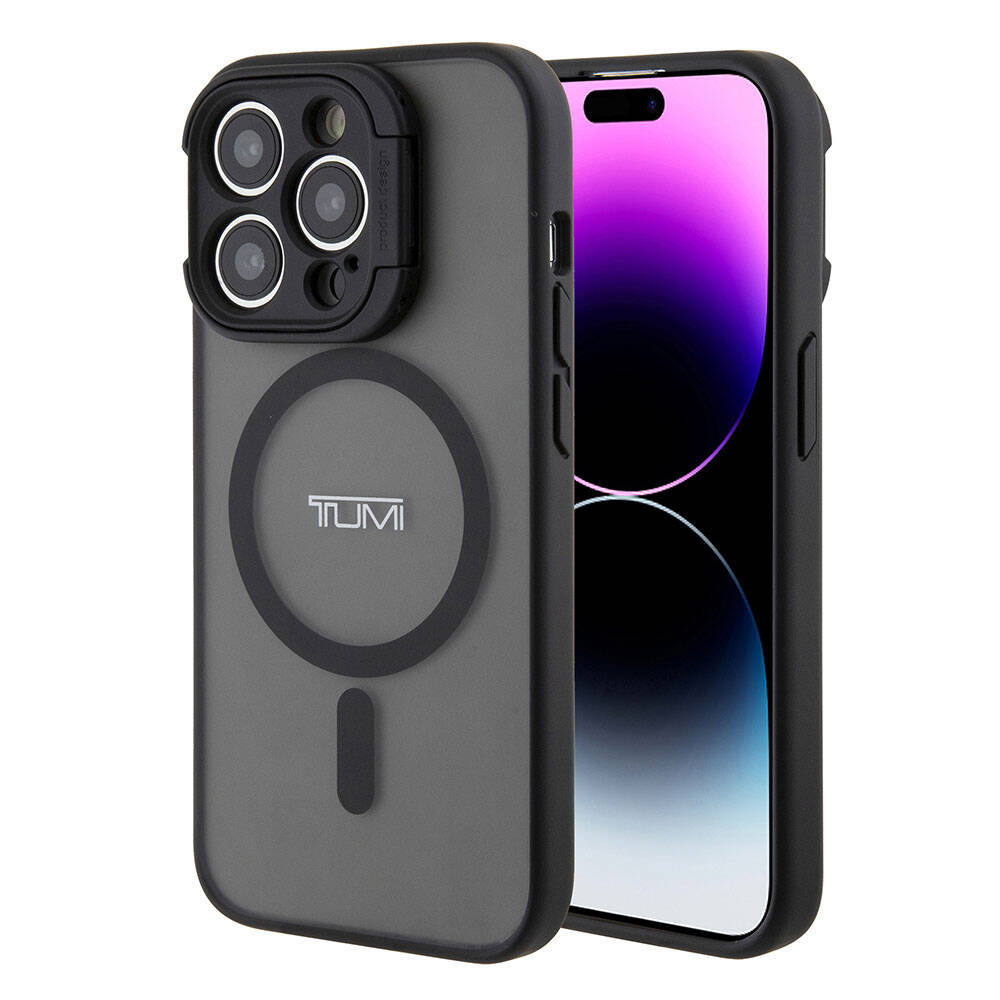 Apple iPhone 15 Pro Max Kılıf TUMI Orjinal Lisanslı M-safe Şarj Özellikli Kamera Standlı Buzlu Mat Kapak