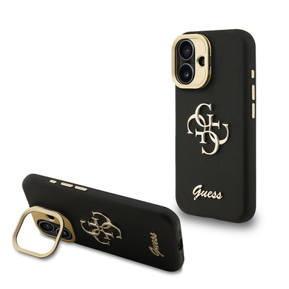 Apple iPhone 16 Kılıf Guess Orjinal Lisanslı Grained Yazı Logolu Kamera Standlı Kapak