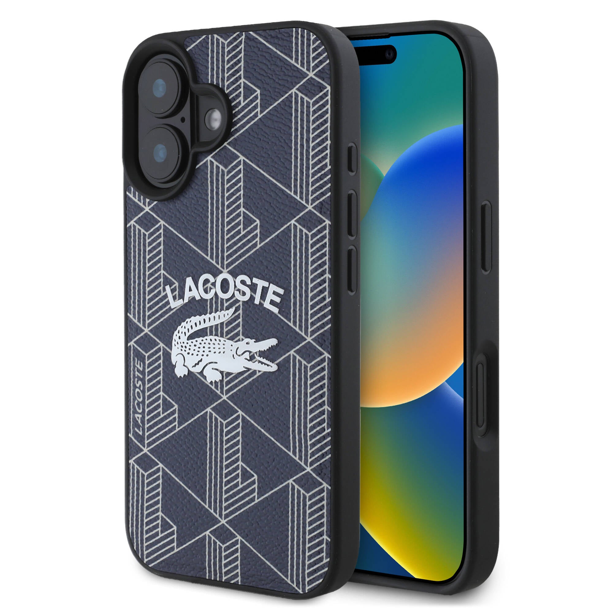 Apple iPhone 16 Kılıf Lacoste Orjinal Lisanslı M-safe Şarj Özellikli Mono Vintage Logo Kapak