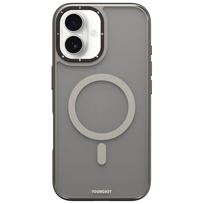 Apple iPhone 16 Kılıf M-safe Şarj Özellikli Cam Arka Yüzey TPU Youngkit Gemstone Serisi Kapak