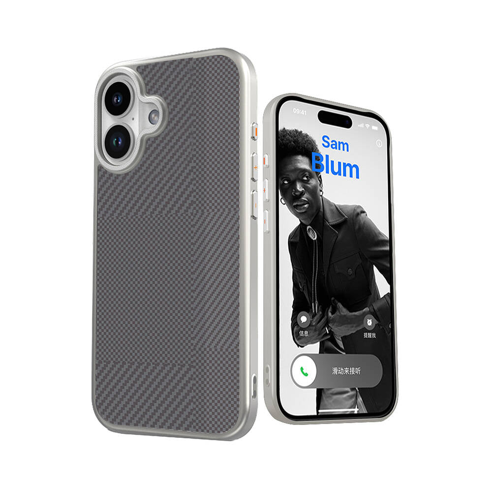 Apple iPhone 16 Kılıf M-safe Şarj Özellikli Karbon Fiber Desenli Mutural Montage Kapak