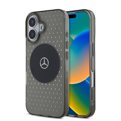 Apple iPhone 16 Kılıf Mercedes Benz Orjinal Lisanslı M-safe Şarj Özellikli Yıldız Desenli Transparan Kapak