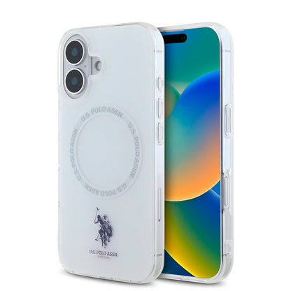 Apple iPhone 16 Kılıf U.S. Polo Assn. Orjinal Lisanslı M-safe Şarj Özellikli IML Double Horse Logolu Ring Kapak