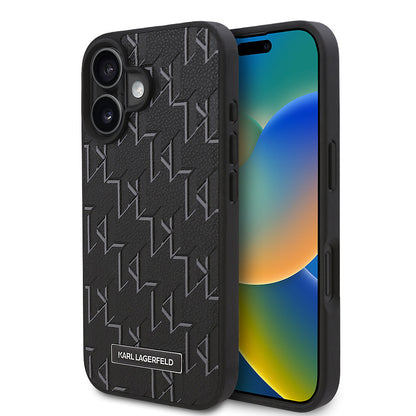 Apple iPhone 16 Plus Kılıf Karl Lagerfeld Orjinal Lisanslı M-safe Şarj Özellikli KL Yazılı Hot Stamp Kapak
