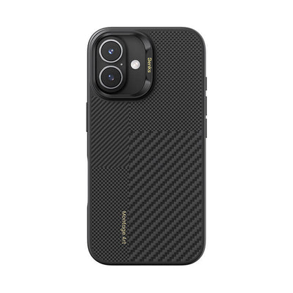 Apple iPhone 16 Plus Kılıf M-safe Şarj Özellikli Karbon Fiber Benks Montage Hybrid ArmorPro Kevlar Kapak