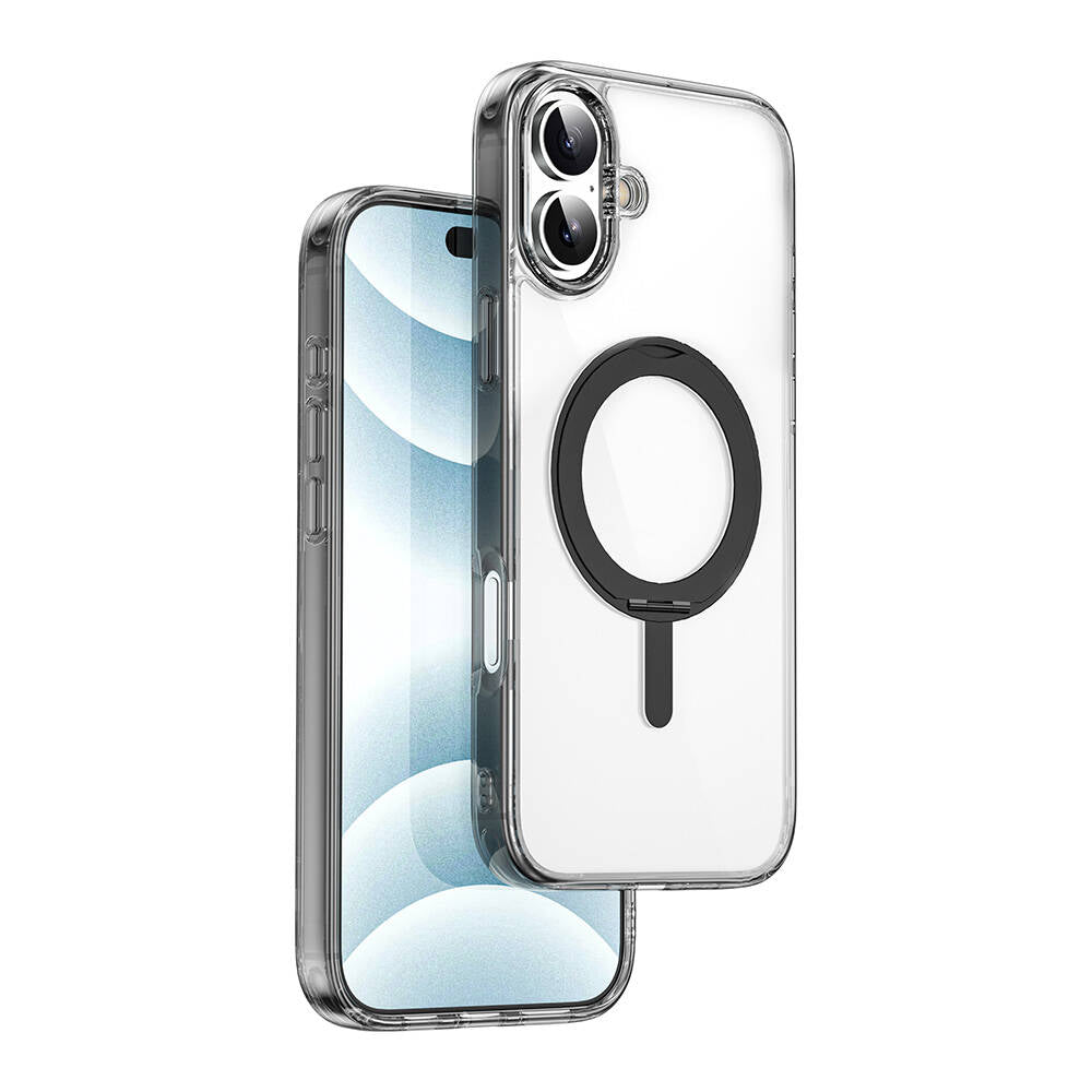 Apple iPhone 16 Plus Kılıf Wiwu MCC-201 iShield Ultra Serisi M-safe Şarj Özellikli Standlı Crystal Sert PC Kapak