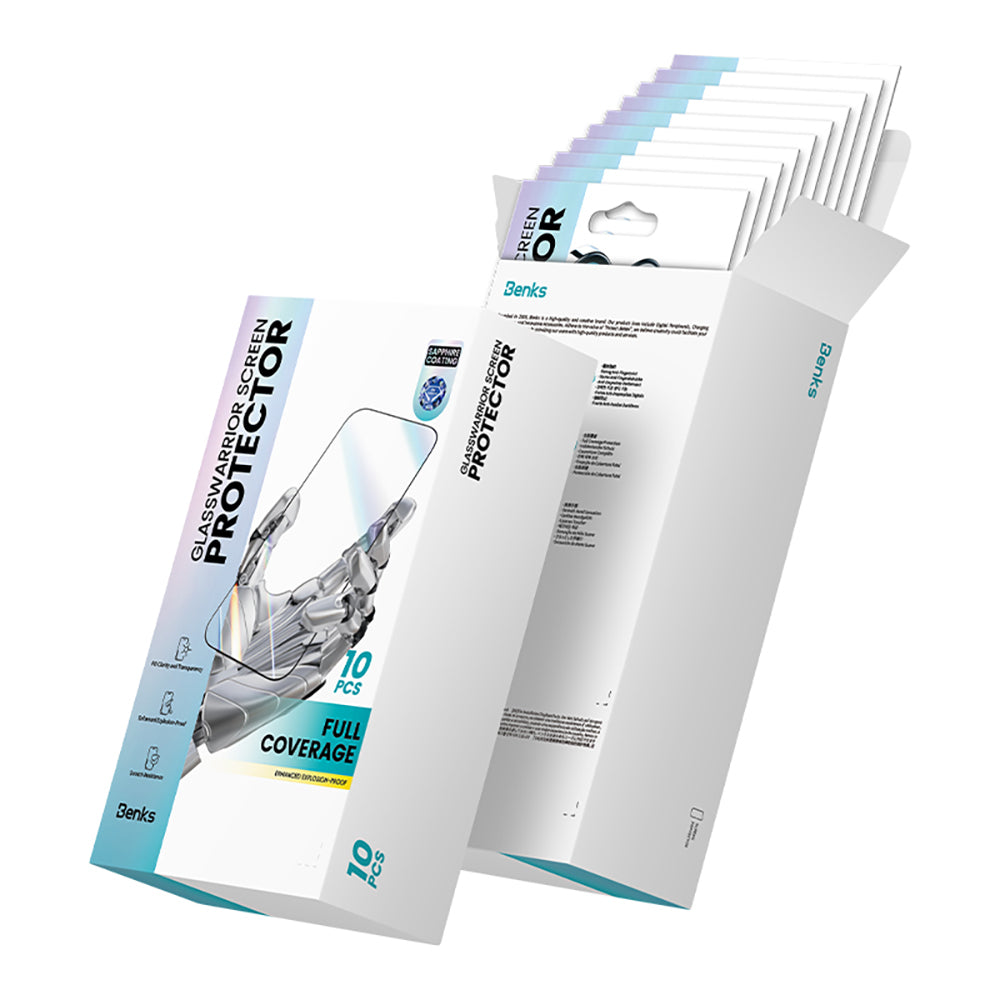 Apple iPhone 16 Pro Benks Glass Warrior Safir Coating Ultra İnce Cam Ekran Koruyucu 10'lu Paket
