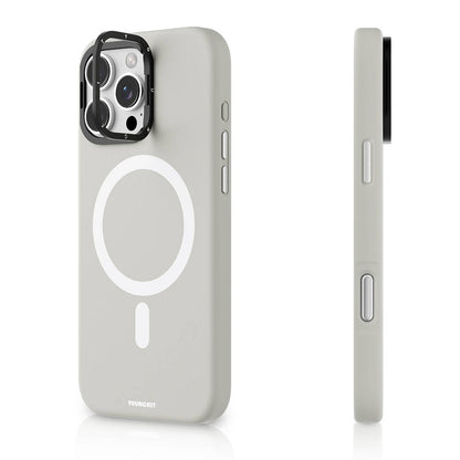 Apple iPhone 16 Pro Kılıf M-safe Şarj Özellikli Kamera Standlı Youngkit Bitty Cream Kapak