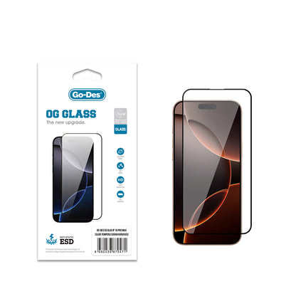 Apple iPhone 16 Pro Max Go Des OG Glass Antistatik Temperli Cam Ekran Koruyucu