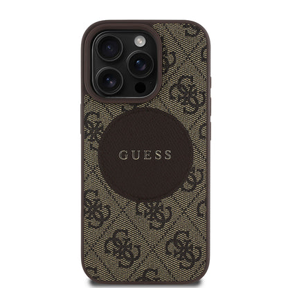 Apple iPhone 16 Pro Max Kılıf Guess Orjinal Lisanslı M-safe Şarj Özellikli Yazı Logolu Circle Classic Kapak