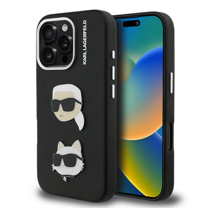 Apple iPhone 16 Pro Max Kılıf Karl Lagerfeld Orjinal Lisanslı K&C Heads Pin Kapak