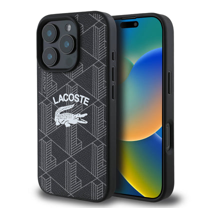 Apple iPhone 16 Pro Max Kılıf Lacoste Orjinal Lisanslı M-safe Şarj Özellikli Mono Vintage Logo Kapak