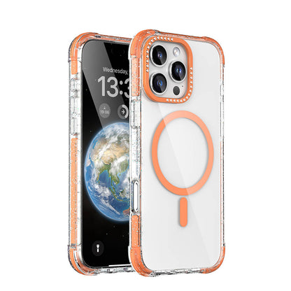 Apple iPhone 16 Pro Max Kılıf M-safe Şarj Özellikli Taşlı ve Simli Tasarım Mutural Blink Kapak