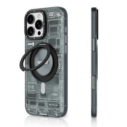 Apple iPhone 16 Pro Max Kılıf M-safe Şarj Özellikli Youngkit 360° Standlı Technology Serisi Kapak