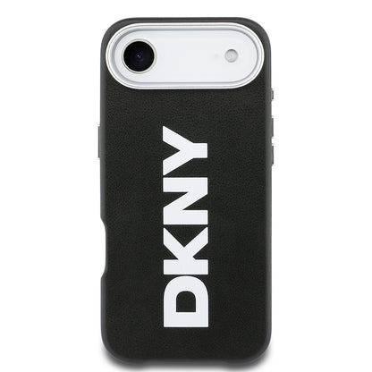Apple iPhone 17 Air Kılıf DKNY Orjinal Lisanslı M-safe Şarj Özellikli PU Büyük Dikey Logolu Kapak