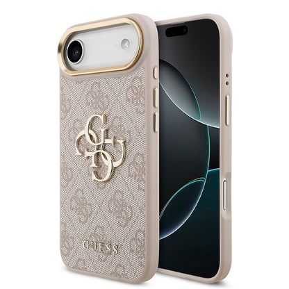 Apple iPhone 17 Air Kılıf Guess Orjinal Lisanslı Gold Metal Kamera Çerçeveli 4G Desenli Metal Büyük 4G ve Yazı Logolu Kapak