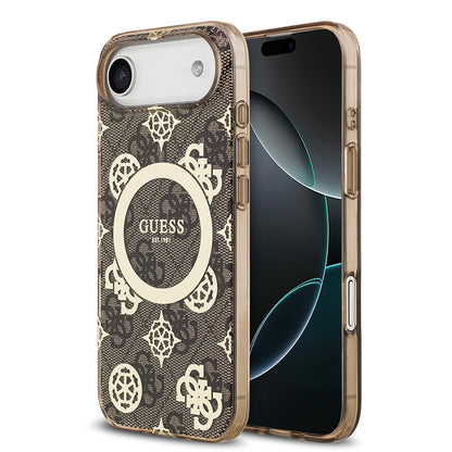 Apple iPhone 17 Air Kılıf Guess Orjinal Lisanslı M-safe Şarj Özellikli IML Peony ve 4G Desenli Klasik Logolu Kapak