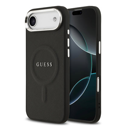 Apple iPhone 17 Air Kılıf Guess Orjinal Lisanslı M-safe Şarj Özellikli Klasik Yazı Logolu PU Deri Kapak