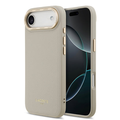 Apple iPhone 17 Air Kılıf Lacoste Orjinal Lisanslı M-safe Şarj Özellikli Champs Elysees PU Deri Tasarımlı Kapak