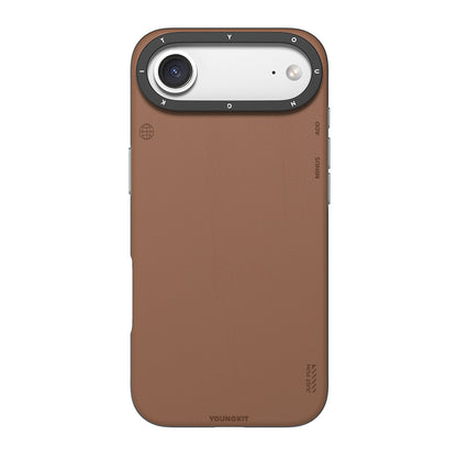 Apple iPhone 17 Air Kılıf M-safe Şarj Özellikli Basit Mat Deri Desenli Youngkit Tech Fashion Serisi Kapak