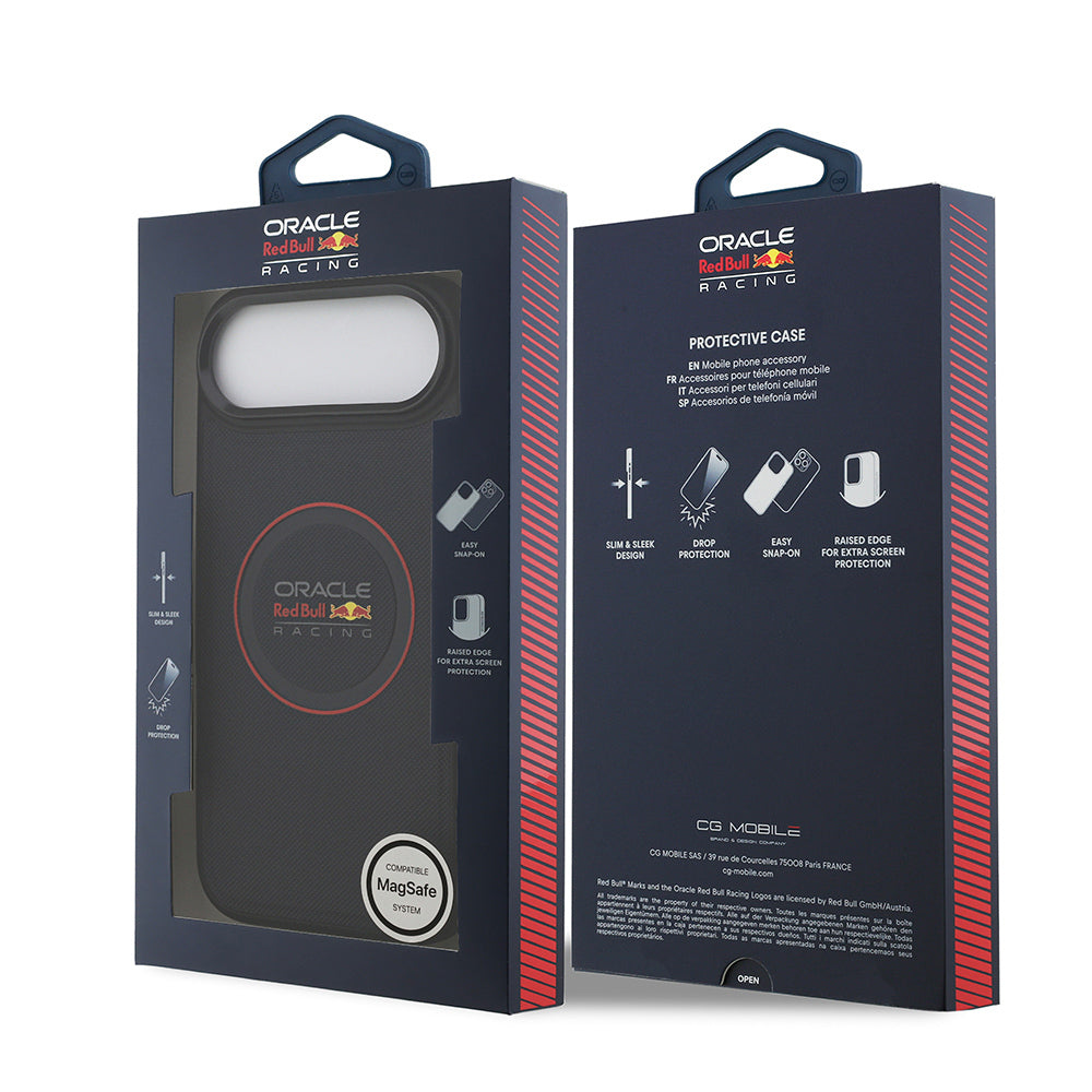 Apple iPhone 17 Air Kılıf Redbull Orjinal Lisanslı M-safe Şarj Özellikli Kırmızı Halka ve Logo Kabartmalı PU Deri Kapak