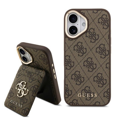 Apple iPhone 17 Kılıf Guess Orjinal Lisanslı M-safe Şarj Özellikli 4G Metal Büyük Logolu Kartlıklı Kapak
