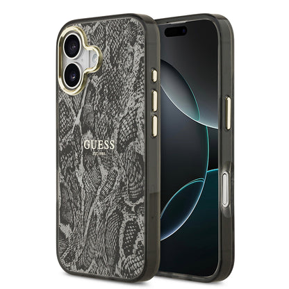 Apple iPhone 17 Kılıf Guess Orjinal Lisanslı M-safe Şarj Özellikli Yazı Logolu Python Desenli Kapak