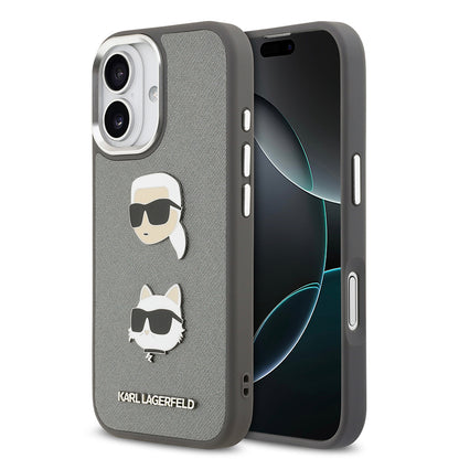 Apple iPhone 17 Kılıf Karl Lagerfeld Orjinal Lisanslı Metal Logolu K&C Heads Pin Kapak