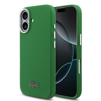 Apple iPhone 17 Kılıf Lacoste Orjinal Lisanslı M-Safe Şarj Özellikli PVC Pike Desenli Arka Yüzey İkonik Timsah Dokuma Logolu Kapak