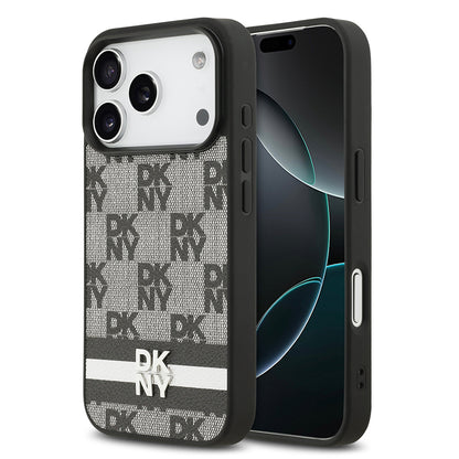 Apple iPhone 17 Pro Kılıf DKNY Orjinal Lisanslı M-safe Şarj Özellikli 3D Yazılı Metal Logolu Kapak