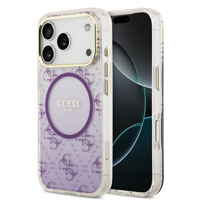 Apple iPhone 17 Pro Kılıf Guess Orjinal Lisanslı M-safe Şarj Özellikli 4G Desenli Simli Silikon Kapak