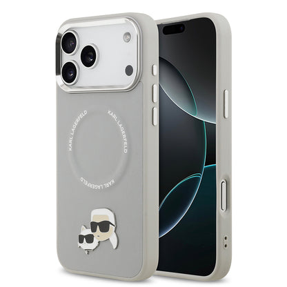 Apple iPhone 17 Pro Kılıf Karl Lagerfeld Orjinal Lisanslı M-safe Şarj Özellikli Metal Kamera ve Buton Tasarımlı K&C PU Deri Kapak
