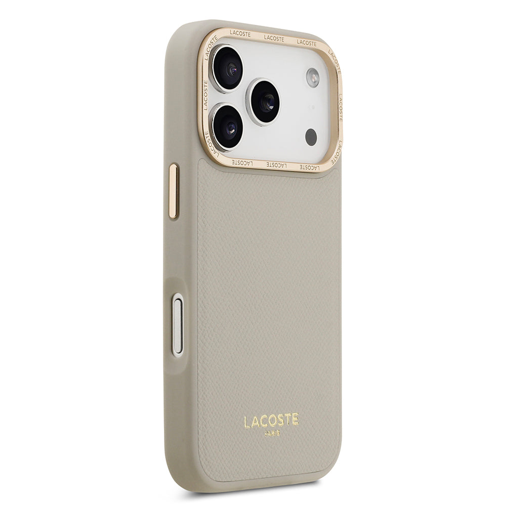 Apple iPhone 17 Pro Kılıf Lacoste Orjinal Lisanslı M-safe Şarj Özellikli Champs Elysees PU Deri Tasarımlı Kapak