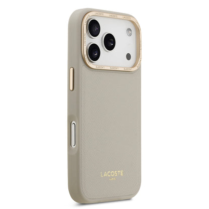 Apple iPhone 17 Pro Kılıf Lacoste Orjinal Lisanslı M-safe Şarj Özellikli Champs Elysees PU Deri Tasarımlı Kapak