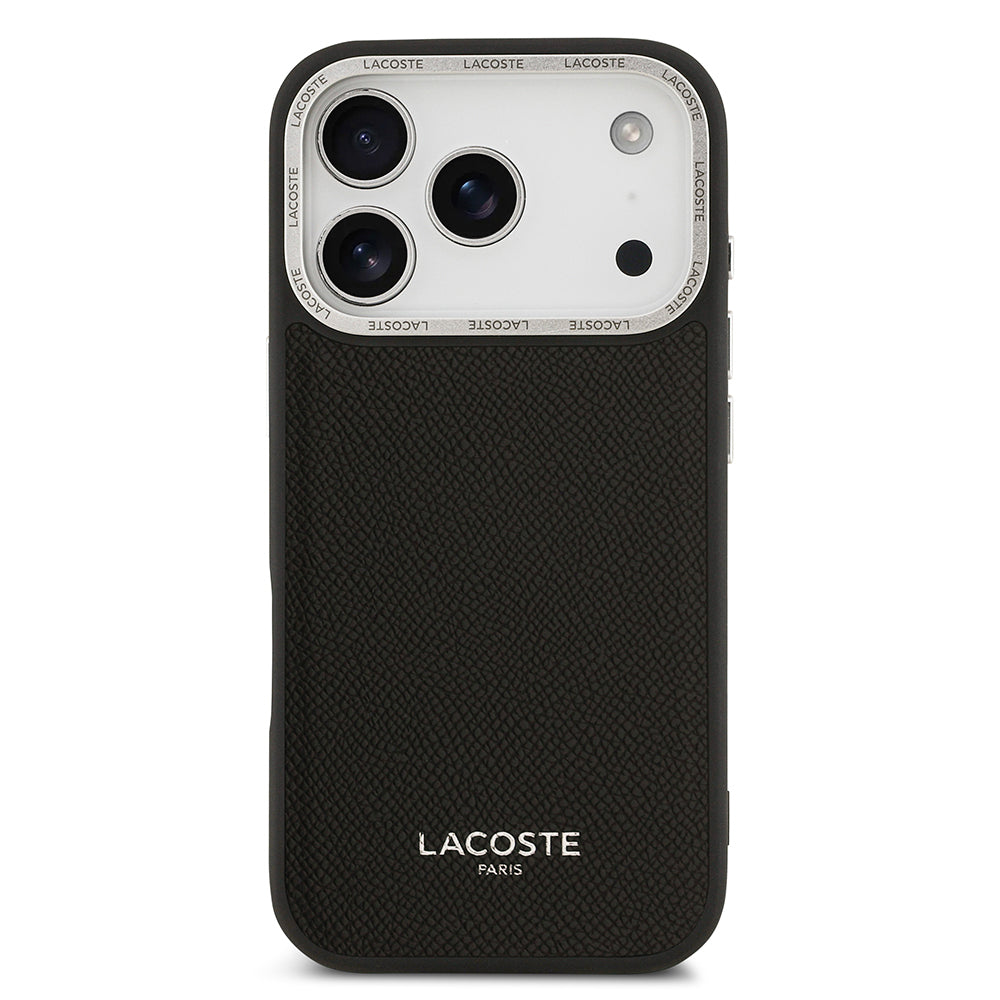 Apple iPhone 17 Pro Kılıf Lacoste Orjinal Lisanslı M-safe Şarj Özellikli Champs Elysees PU Deri Tasarımlı Kapak