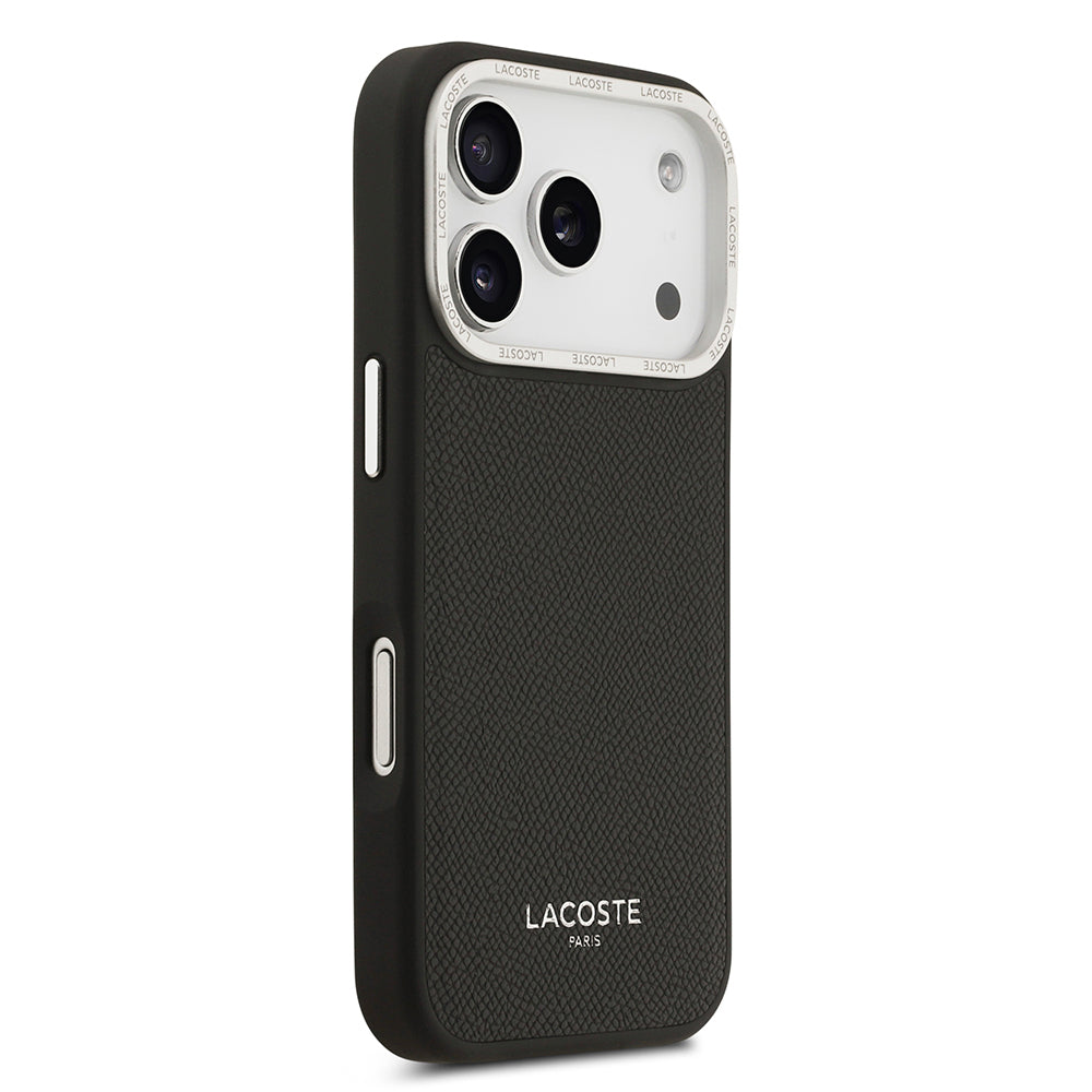 Apple iPhone 17 Pro Kılıf Lacoste Orjinal Lisanslı M-safe Şarj Özellikli Champs Elysees PU Deri Tasarımlı Kapak