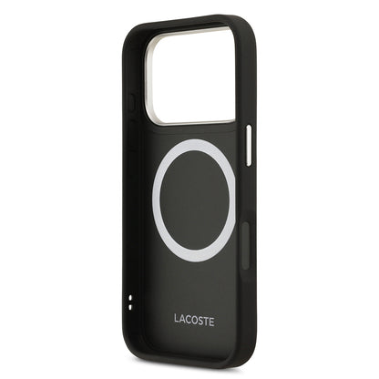 Apple iPhone 17 Pro Kılıf Lacoste Orjinal Lisanslı M-safe Şarj Özellikli Champs Elysees PU Deri Tasarımlı Kapak