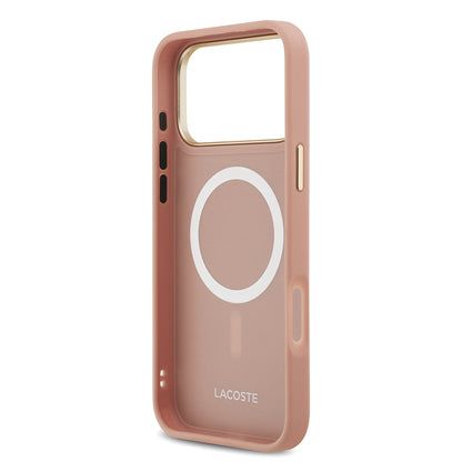 Apple iPhone 17 Pro Kılıf Lacoste Orjinal Lisanslı M-safe Şarj Özellikli Champs Elysees PU Deri Tasarımlı Kapak