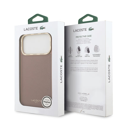 Apple iPhone 17 Pro Kılıf Lacoste Orjinal Lisanslı M-safe Şarj Özellikli Champs Elysees PU Deri Tasarımlı Kapak