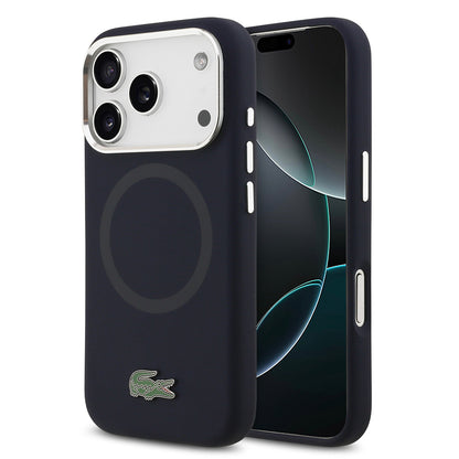 Apple iPhone 17 Pro Kılıf Lacoste Orjinal Lisanslı M-safe Şarj Özellikli İkonik Logolu Metal Kamera Çerçeveli Silikon Kapak