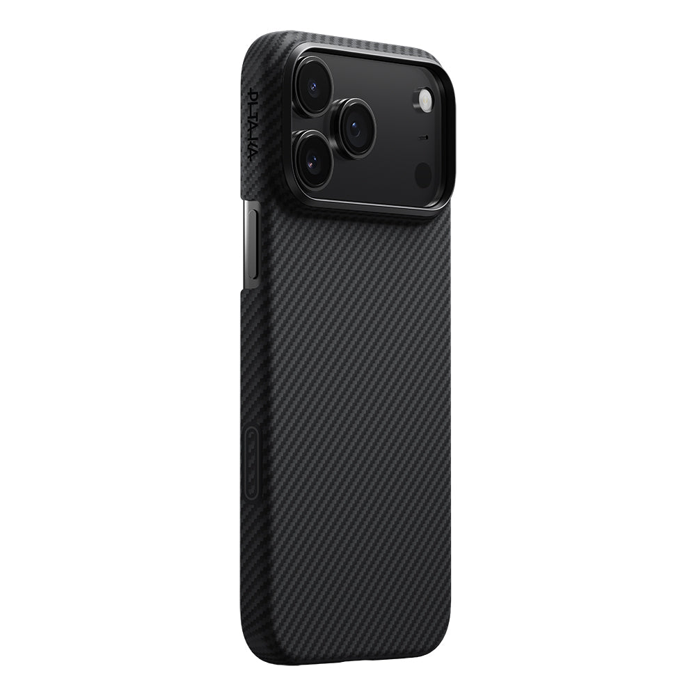 Apple iPhone 17 Pro Kılıf M-safe Şarj Özellikli 1500D Aramid Fiber Pitaka Ultra-Slim Classic Serisi Black-Grey Twill Kapak