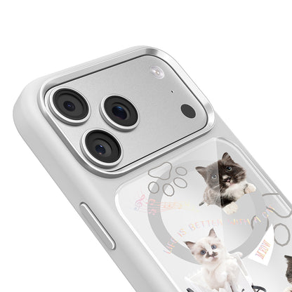 Apple iPhone 17 Pro Kılıf M-safe Şarj Özellikli 3D Baskılı Tasarım Mutural The Cat Serisi Kapak