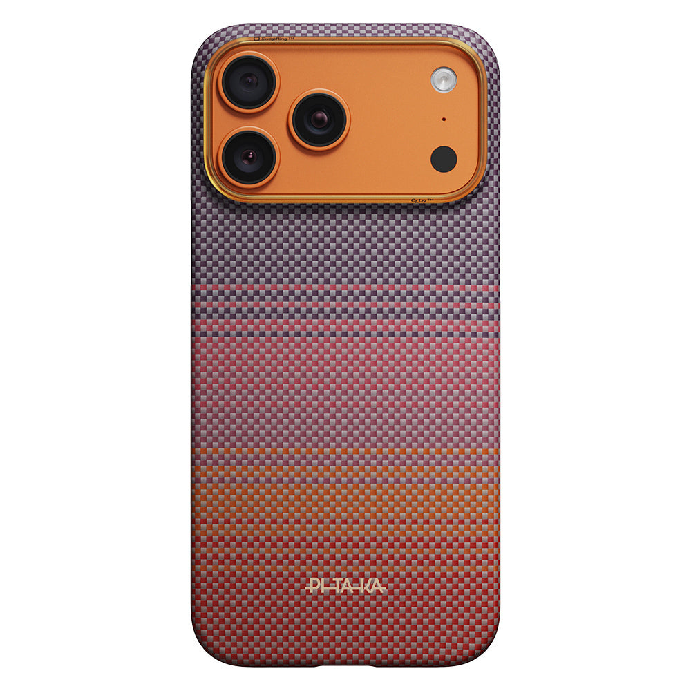 Apple iPhone 17 Pro Kılıf M-safe Şarj Özellikli Aramid Fiber Pitaka Sunset 2.0 California Dream Serisi Kapak