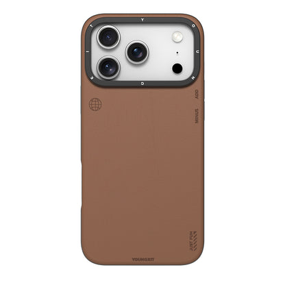 Apple iPhone 17 Pro Kılıf M-safe Şarj Özellikli Basit Mat Deri Desenli Youngkit Tech Fashion Serisi Kapak