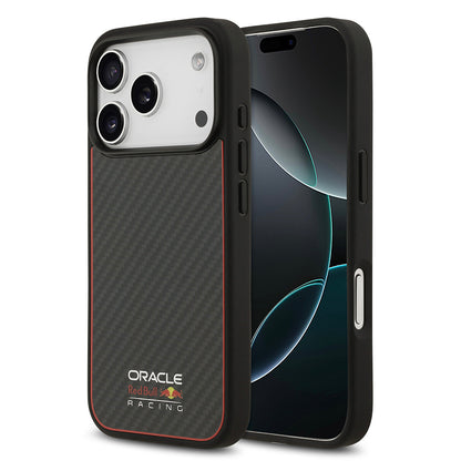 Apple iPhone 17 Pro Kılıf Redbull Orjinal Lisanslı M-safe Şarj Özellikli Karbon Fiber Parlayan Logolu Kevlar Kapak