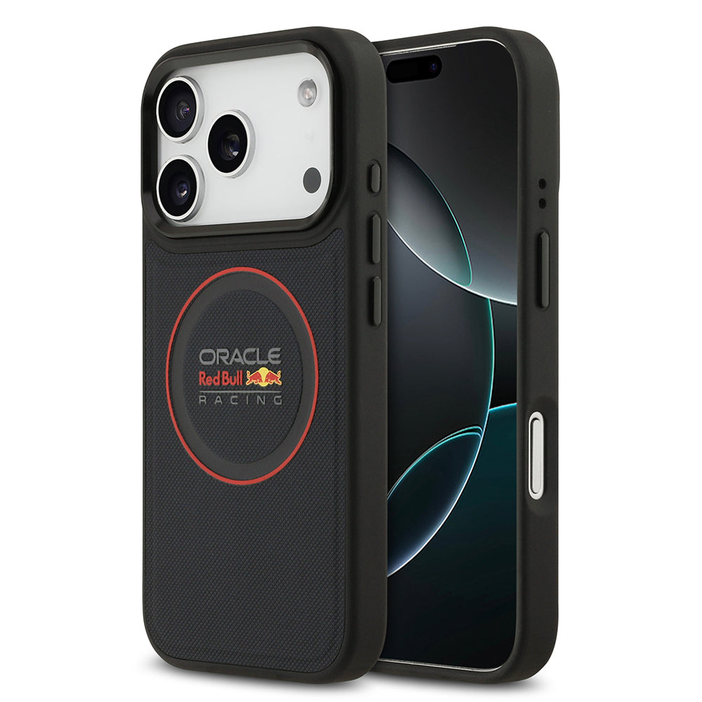 Apple iPhone 17 Pro Kılıf Redbull Orjinal Lisanslı M-safe Şarj Özellikli Kırmızı Halka ve Logo Kabartmalı PU Deri Kapak