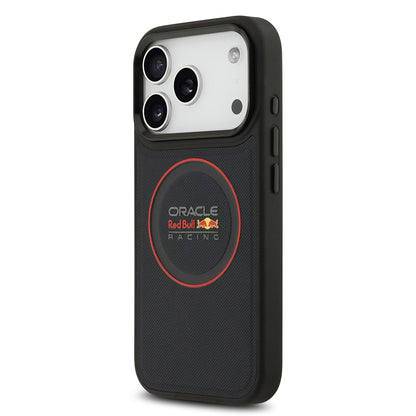 Apple iPhone 17 Pro Kılıf Redbull Orjinal Lisanslı M-safe Şarj Özellikli Kırmızı Halka ve Logo Kabartmalı PU Deri Kapak