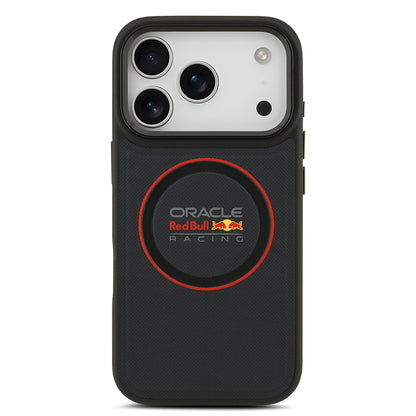 Apple iPhone 17 Pro Kılıf Redbull Orjinal Lisanslı M-safe Şarj Özellikli Kırmızı Halka ve Logo Kabartmalı PU Deri Kapak